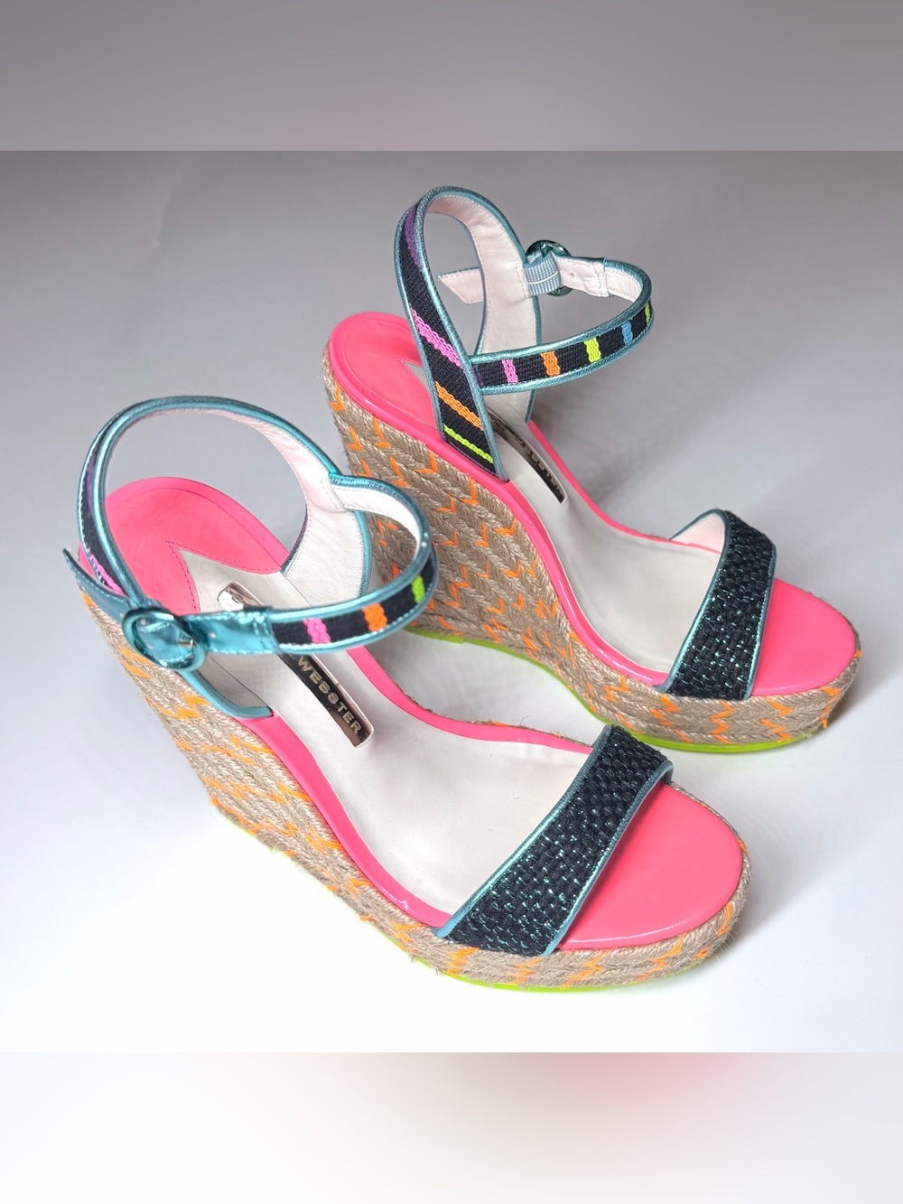 Sophia Webster Multicolor Fabric and Leather Lucita Espadrille Sandals Size- 38 - Picture 4 of 9